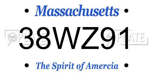 38WZ91 Massachusetts License Plate