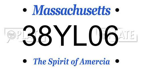 38YL06 Massachusetts License Plate