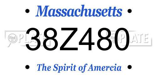 38Z480 Massachusetts License Plate