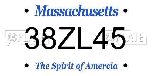 38ZL45 Massachusetts License Plate