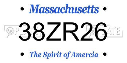 38ZR26 Massachusetts License Plate
