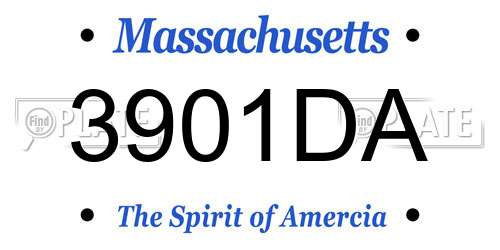 3901DA Massachusetts License Plate