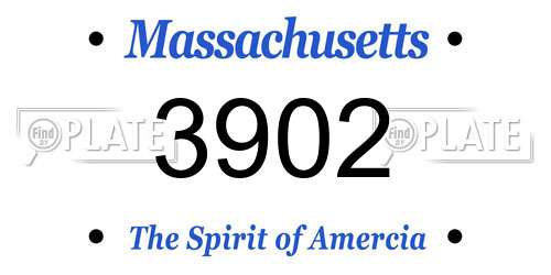 3902 Massachusetts License Plate