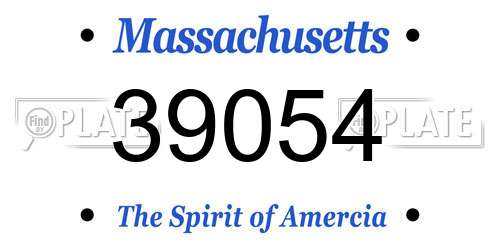 39054 Massachusetts License Plate