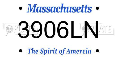 3906LN Massachusetts License Plate