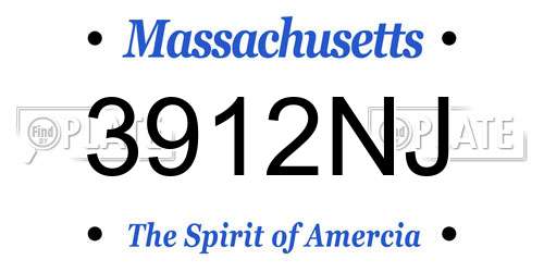 3912NJ Massachusetts License Plate
