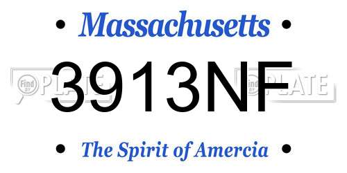 3913NF Massachusetts License Plate