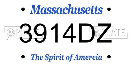 3914DZ Massachusetts License Plate