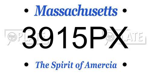 3915PX Massachusetts License Plate