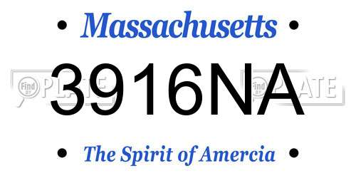 3916NA Massachusetts License Plate