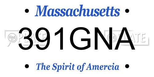 391GNA Massachusetts License Plate