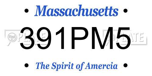 391PM5 Massachusetts License Plate