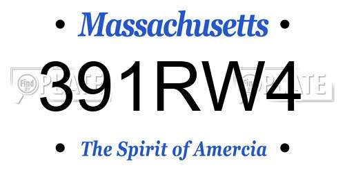 391RW4 Massachusetts License Plate