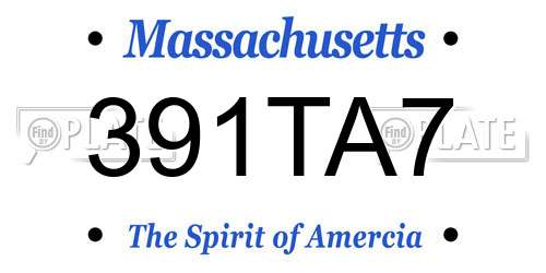 391TA7 Massachusetts License Plate