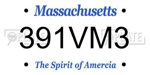 391VM3 Massachusetts License Plate