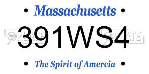 391WS4 Massachusetts License Plate