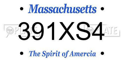 391XS4 Massachusetts License Plate