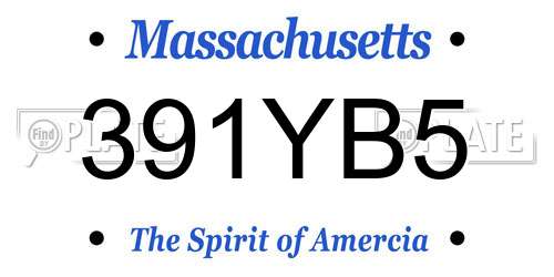 391YB5 Massachusetts License Plate