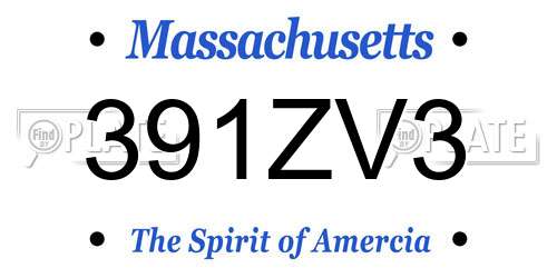 391ZV3 Massachusetts License Plate