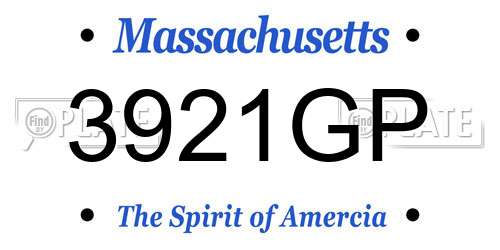 3921GP Massachusetts License Plate