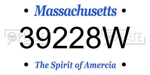 39228W Massachusetts License Plate