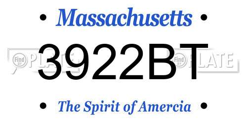3922BT Massachusetts License Plate