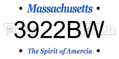 3922BW Massachusetts License Plate