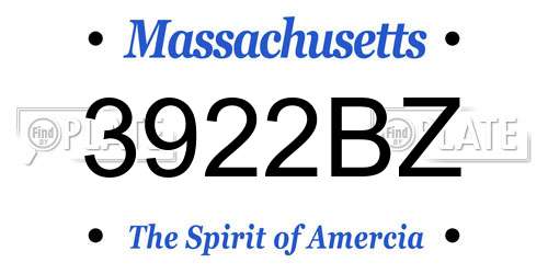 3922BZ Massachusetts License Plate