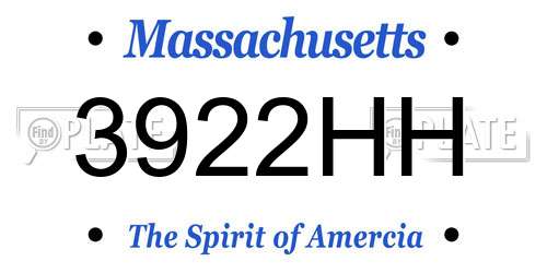 3922HH Massachusetts License Plate