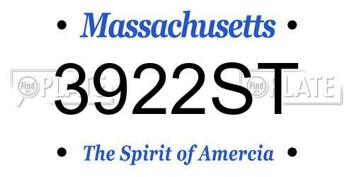 3922ST Massachusetts License Plate