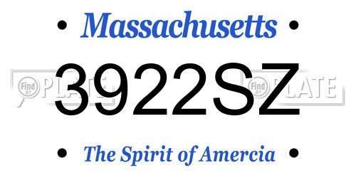 3922SZ Massachusetts License Plate