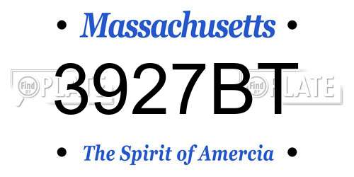 3927BT Massachusetts License Plate