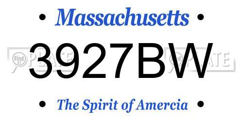 3927BW Massachusetts License Plate