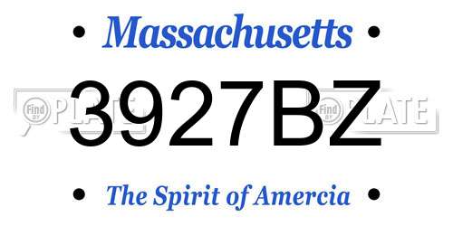 3927BZ Massachusetts License Plate