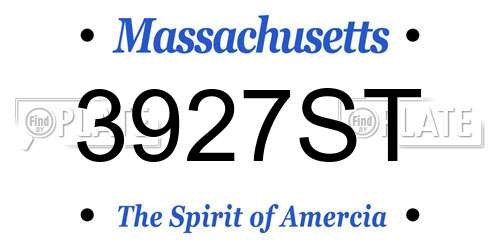 3927ST Massachusetts License Plate