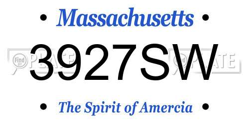 3927SW Massachusetts License Plate