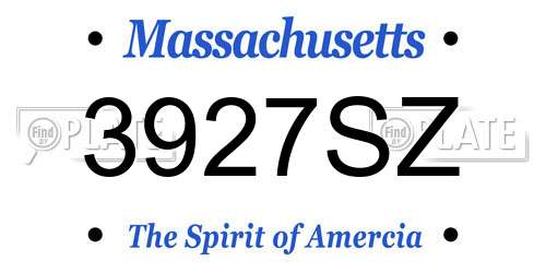 3927SZ Massachusetts License Plate