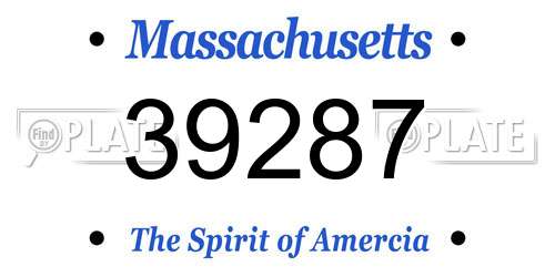 39287 Massachusetts License Plate