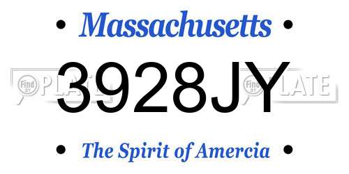 3928JY Massachusetts License Plate