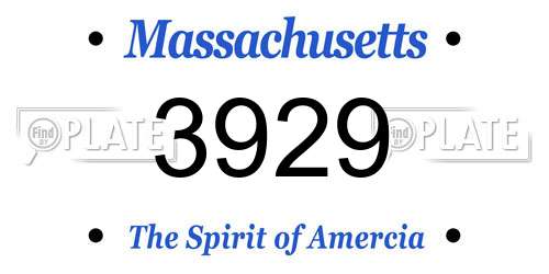 3929 Massachusetts License Plate