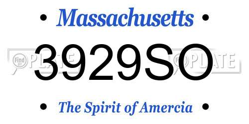 3929SO Massachusetts License Plate