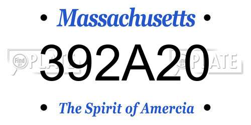 392A20 Massachusetts License Plate