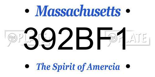 392BF1 Massachusetts License Plate