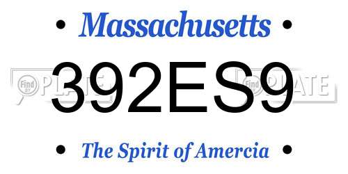 392ES9 Massachusetts License Plate