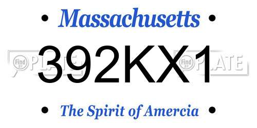 392KX1 Massachusetts License Plate