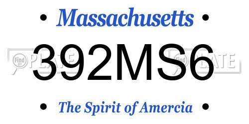 392MS6 Massachusetts License Plate