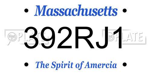 392RJ1 Massachusetts License Plate