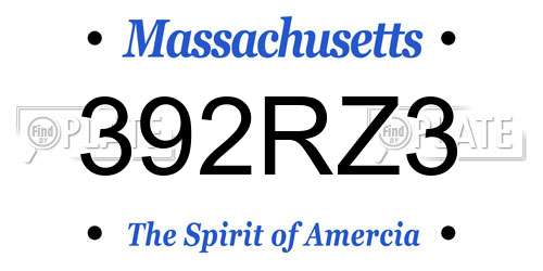 392RZ3 Massachusetts License Plate