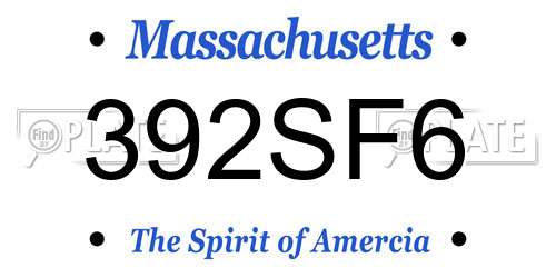 392SF6 Massachusetts License Plate