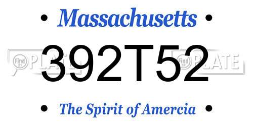 392T52 Massachusetts License Plate